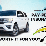 Illustration of pay-per-mile insurance concept with car and odometer